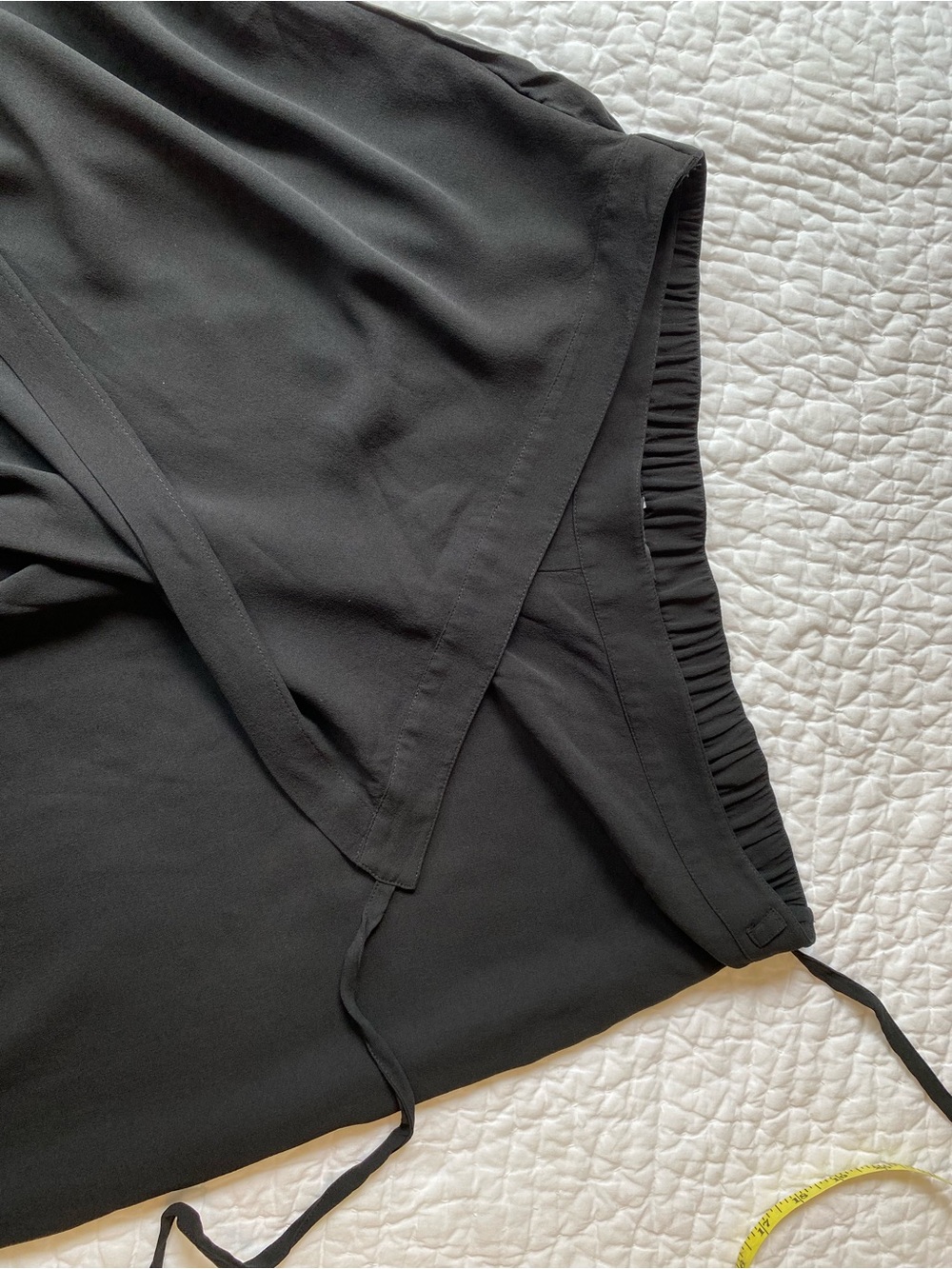 Eileen Fisher Black 100% silk Elastic-Waist wide leg faux wrap pants - Picture 3 of 8